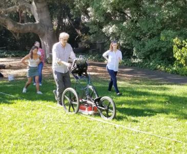 Scott Byram demonstrates the GPR stroller