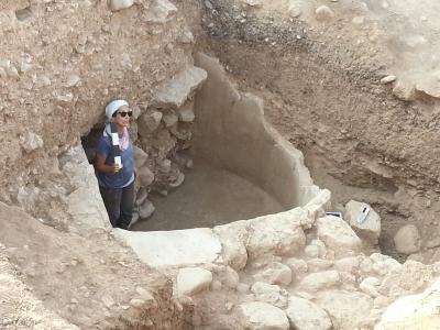 Valentina excavating an 8th century structure in Lebanon