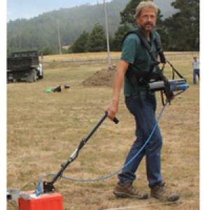 Scott Byram conducting GPR survey at Fort Ross, CA